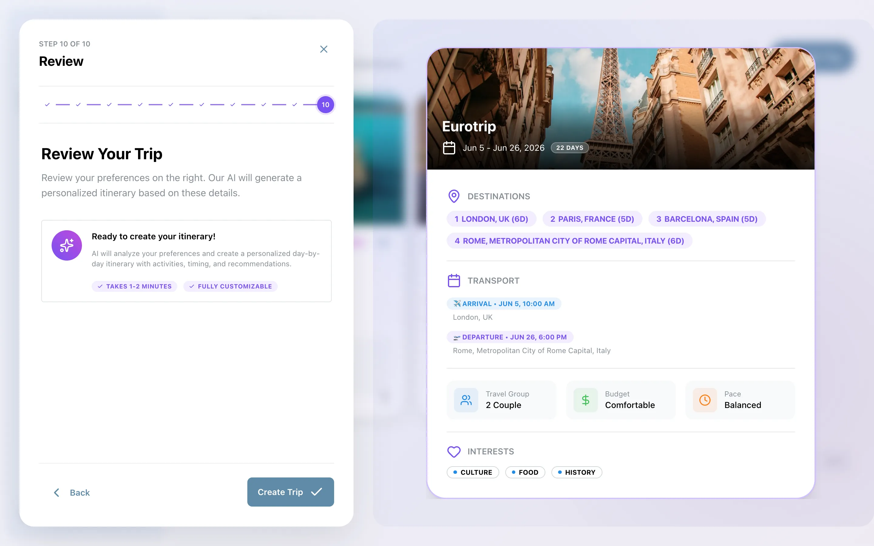 AI-generated itinerary from a simple prompt