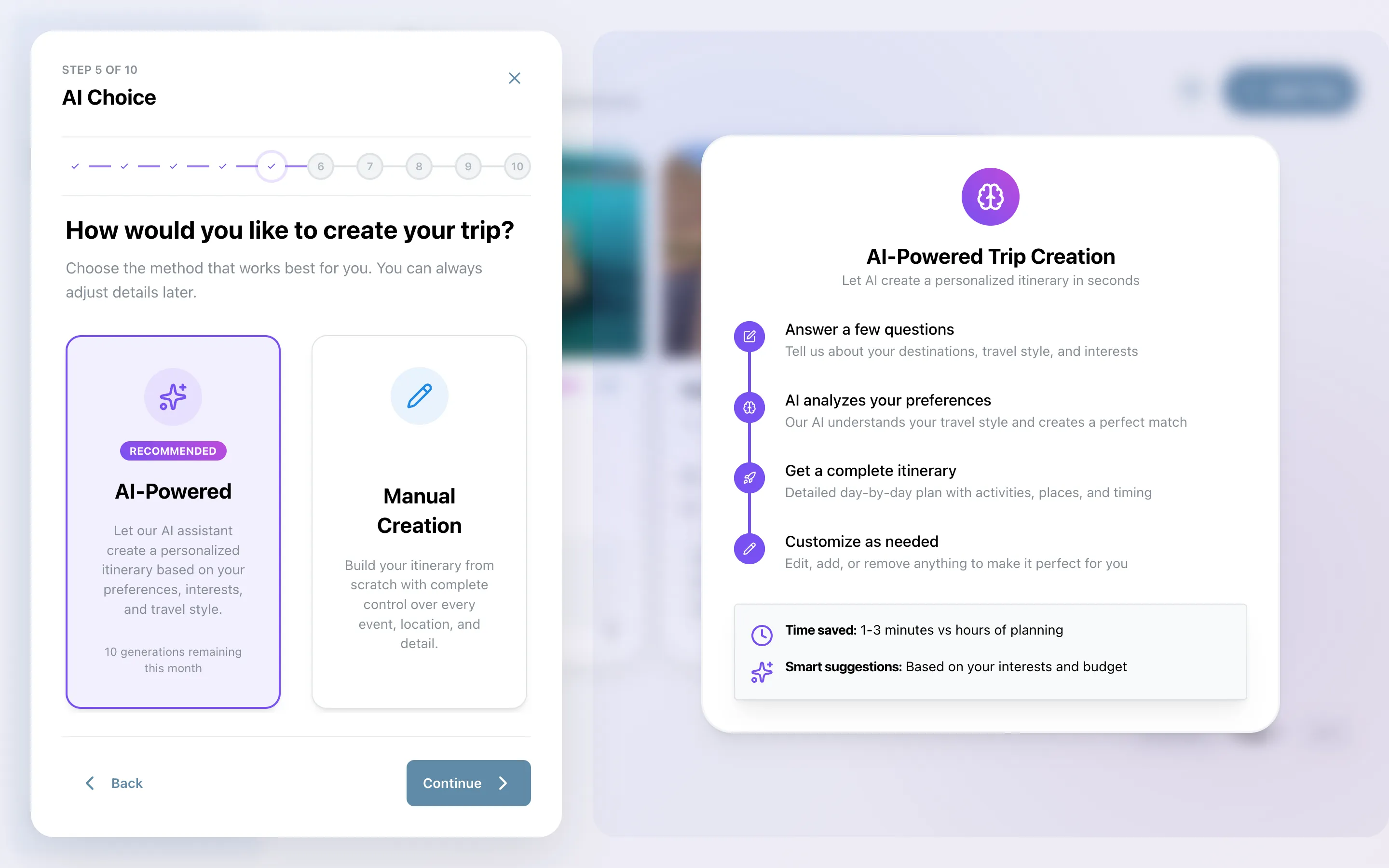 Personalized travel preferences and style settings