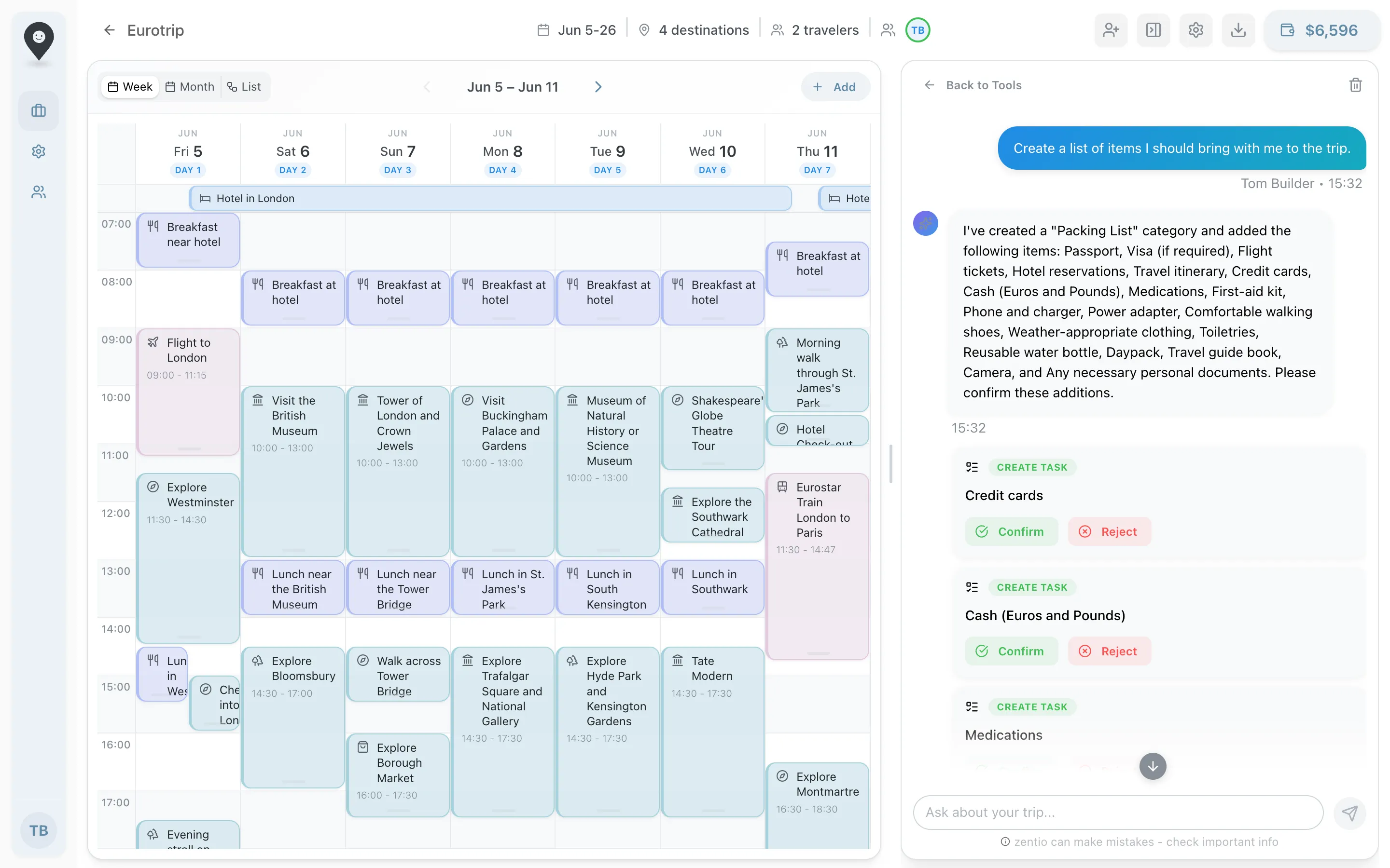 Smart activity suggestions for each destination